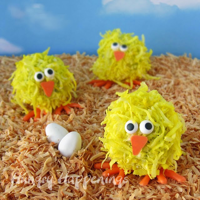 Coconut Chick Cake Balls by Hungry Happenings