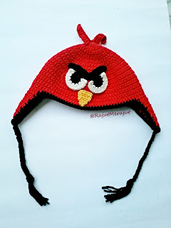 Topi Rajut Angry Bird, crochet angry bird hat, jual topi rajut, bikin topi rajut, topi rajutan, topi bayi