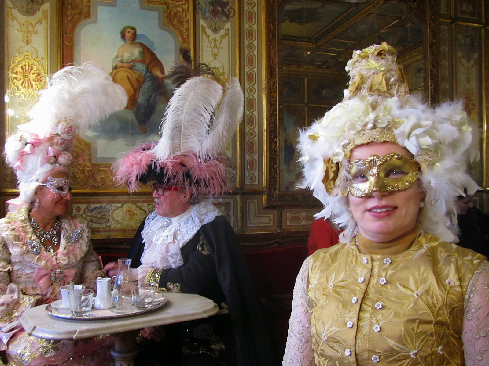 me and a costumed couple in caffè Florian