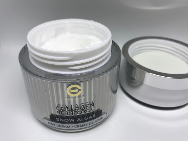 Collagen Re-Inforce Snow Algae Day Cream open with the lid next to it