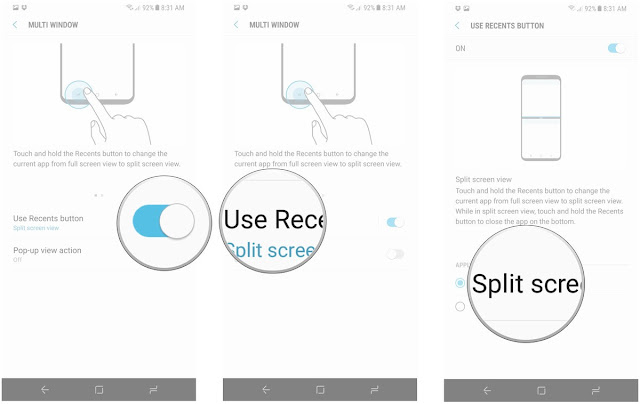 cara mengaktifkan fitur multi window di Galaxy S8 dan S8 Plus