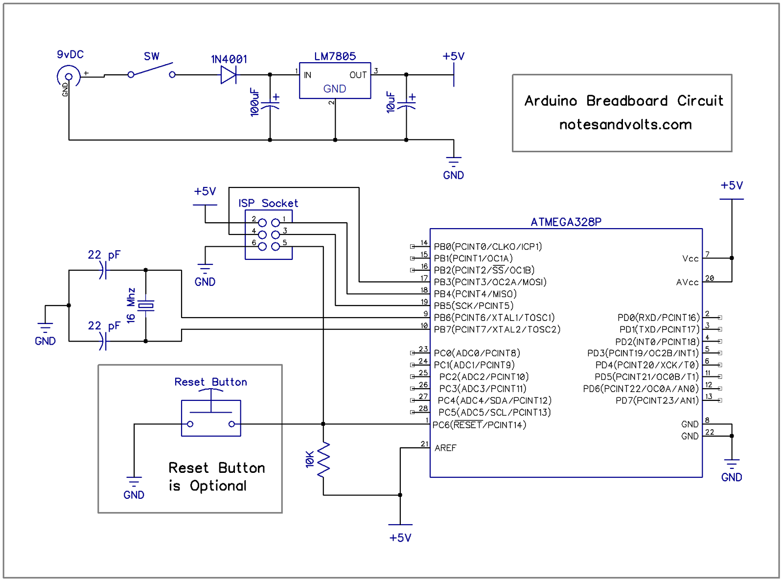 Notes and Volts: Fun with Arduino - Arduino on a Breadboard