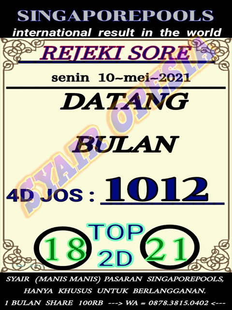 Syair Sgp Hari Ini Senin 10 Mei 2021 Opesia Official