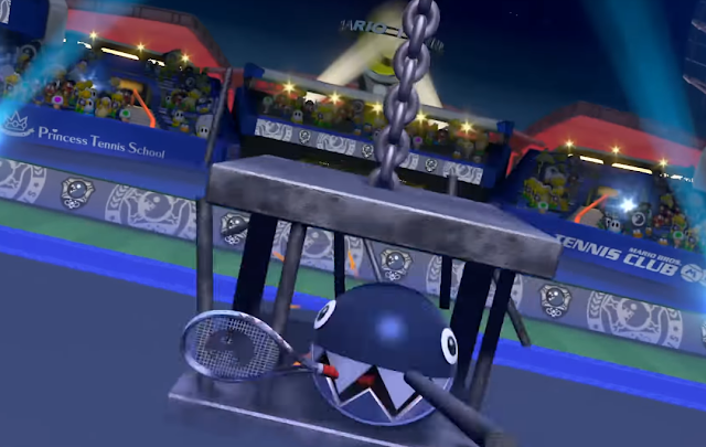 Mario Tennis Aces Chain Chomp introduction breaking free out of cage
