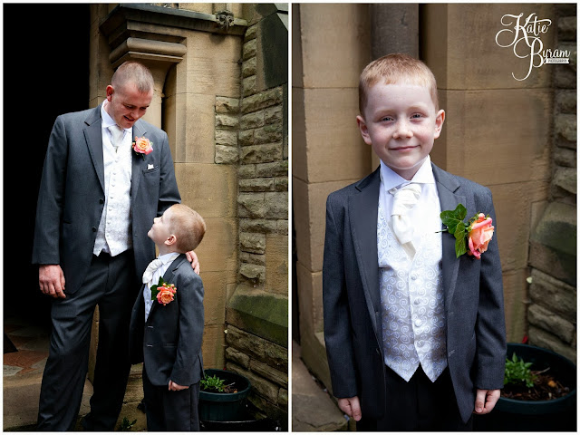 groom and son, ramside hall wedding, durham wedding photography, coral themed wedding, coral bridesmaid dresses, pink and orange bridesmaid dresses, miss piggy roses, ramside hall hotel, st helens church low fell, dere street florist, riding mill florist, katie byram photography, nd make up, brides and beauty durham road, 