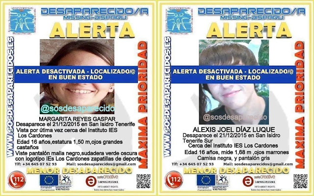 Han sido encontrados los menores desaparecidos de san isidro, Tenerife, Margarita y Alexis