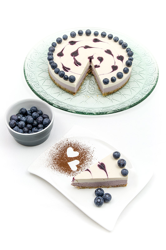 Raw blueberry lime cake top shot