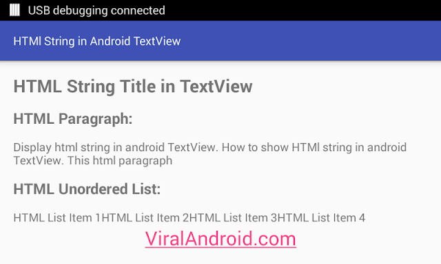  Android Example: How to Display/Show HTML String in Android TextView