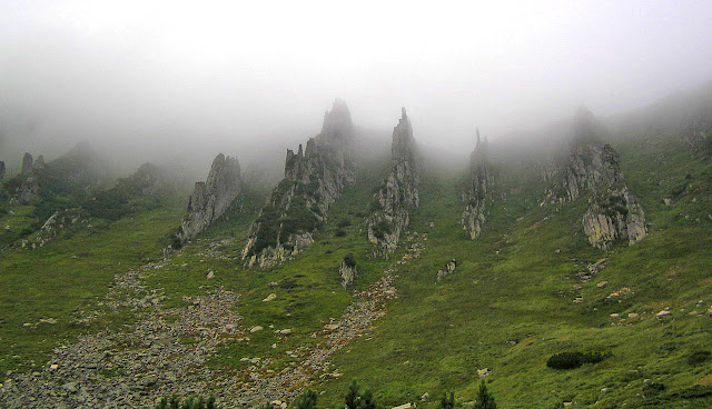 Шпицы. Скалы в тумане