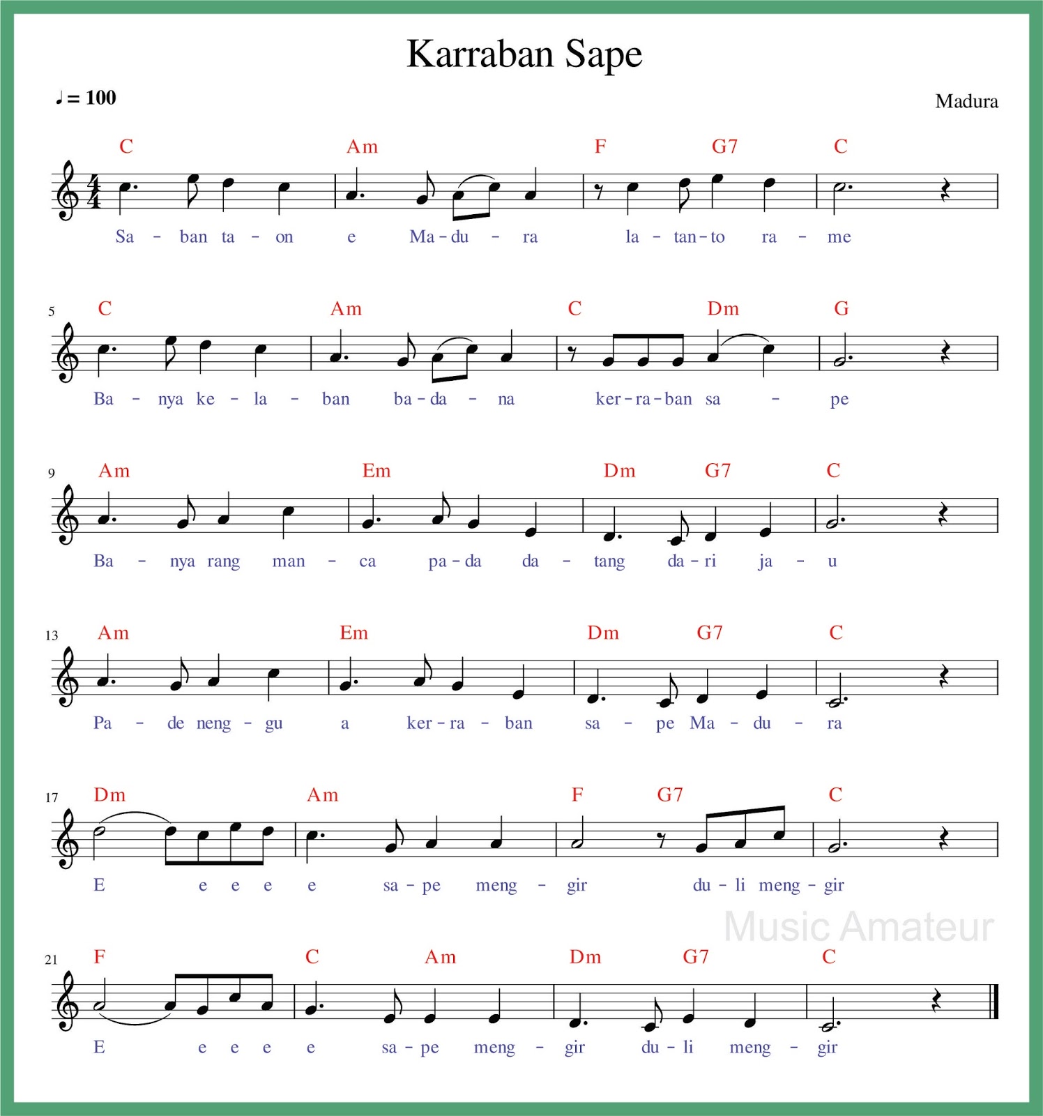Unduh Gratis Gambar Not Angka Keraban Sape Atau Karapan Sapi Seputar Musik Terbaru oleh Cikimm