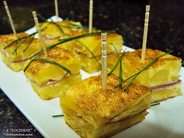 Tortila rellena de jamón y queso