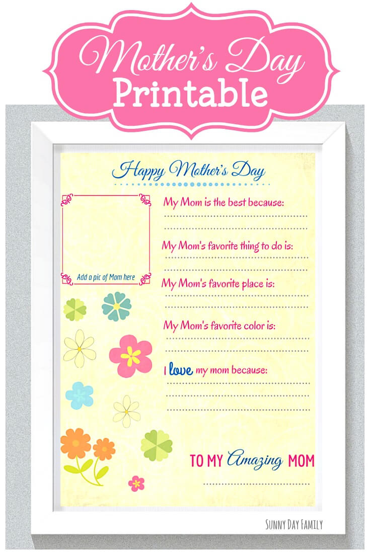 Free Printable for Mother's Day! Kids will love to fill out this free printable all about mom, and moms will treasure this Mother's Day keepsake forever. Such a cute Mothers Day idea for kids!