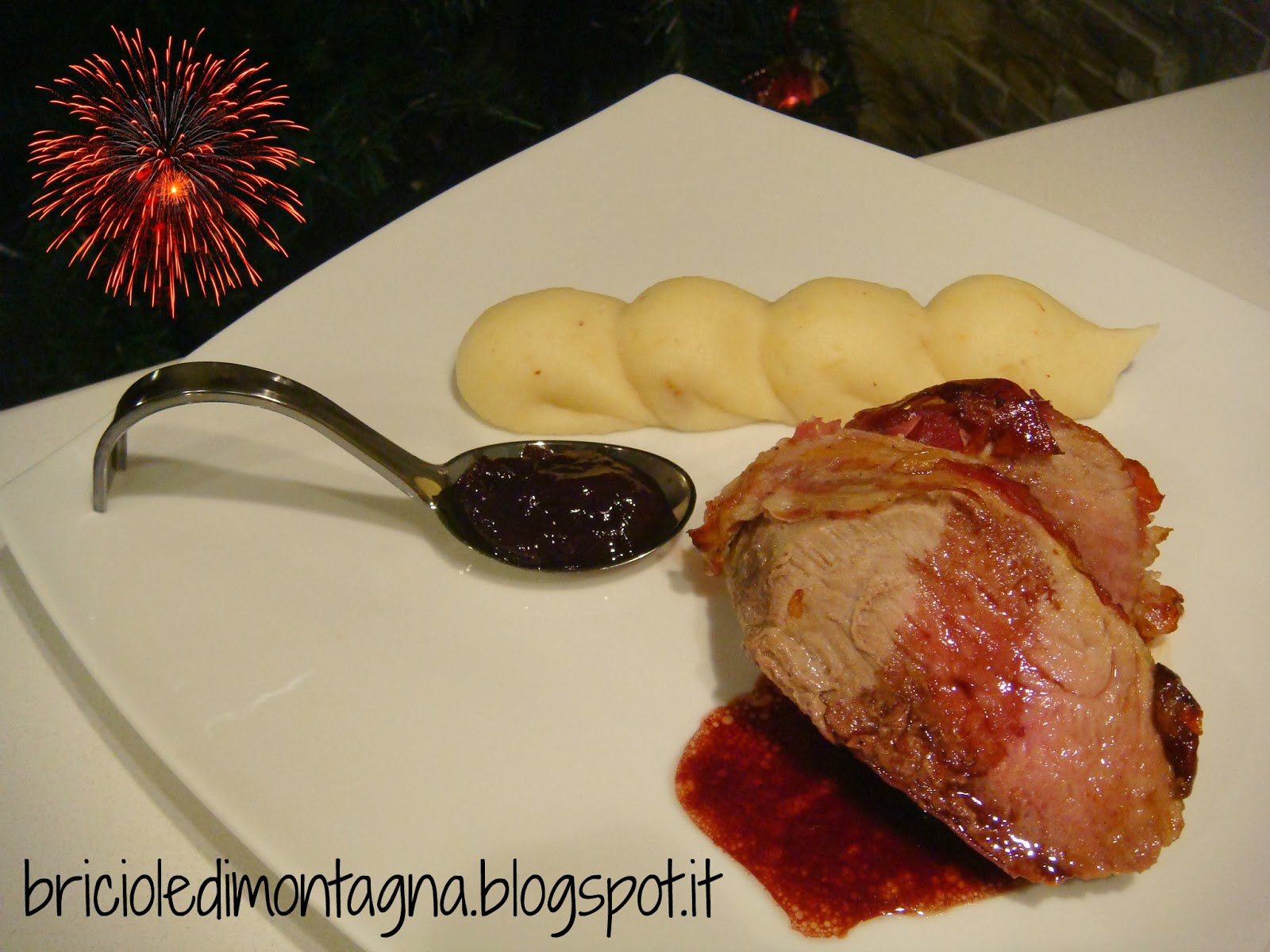 Briciole di montagna Filetto di maiale alla pancetta con riduzione al