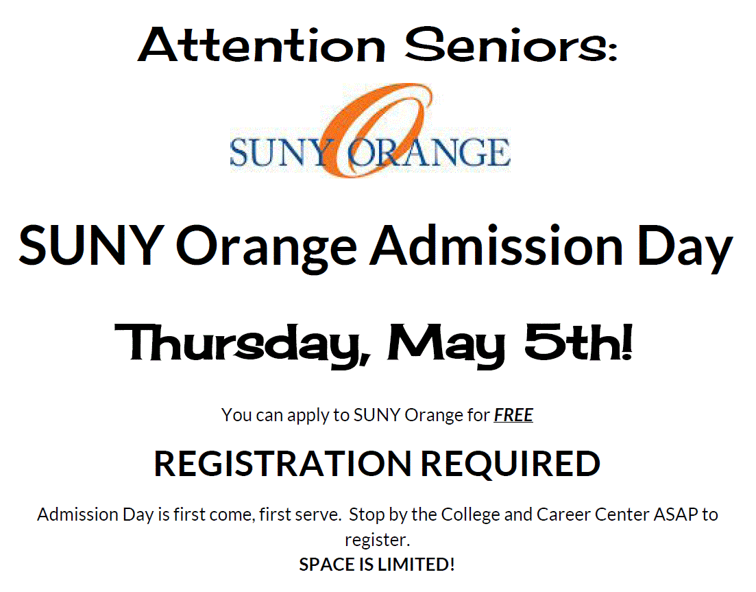 MHS College and Career Center SUNY Orange Admission Day