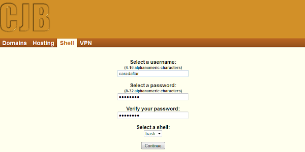 Cara Daftar Akun SSH - http://shell.cjb.net