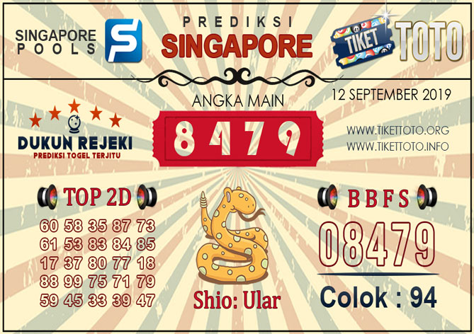 Prediksi Togel SINGAPORE TIKETTOTO 12 SEPTEMBER 2019