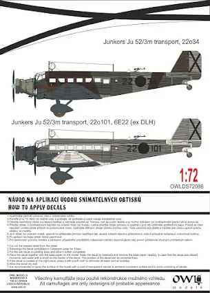 Print Scale Decals 1/72 JUNKERS Ju-52 German Transport & Ambulance Part 3