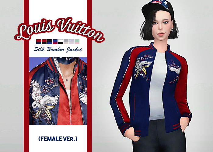 My Sims 4 Blog: Louis Vuitton Silk Bomber Jacket for Females by Waekey
