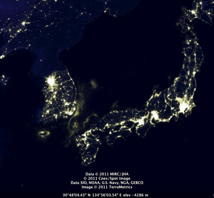 google earth north korea at night. (North Korea, a country that