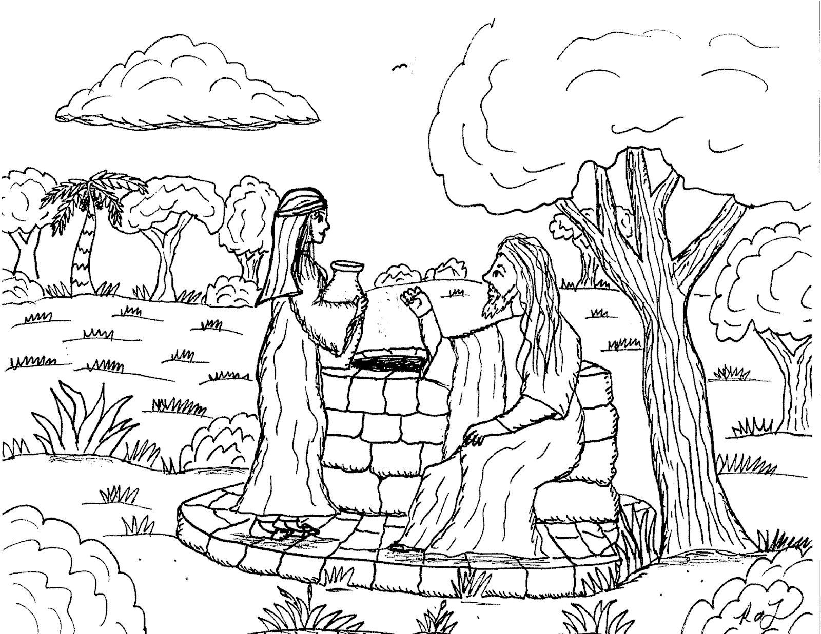 Robin S Great Coloring Pages Woman At The Well