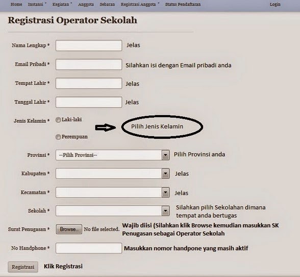 Registrasi Operator Sekolah