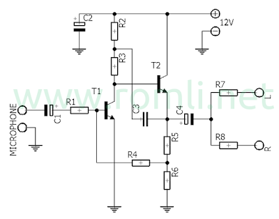 Rangkaian Pre Amp Mic 2 Transistor Romli Dot Net