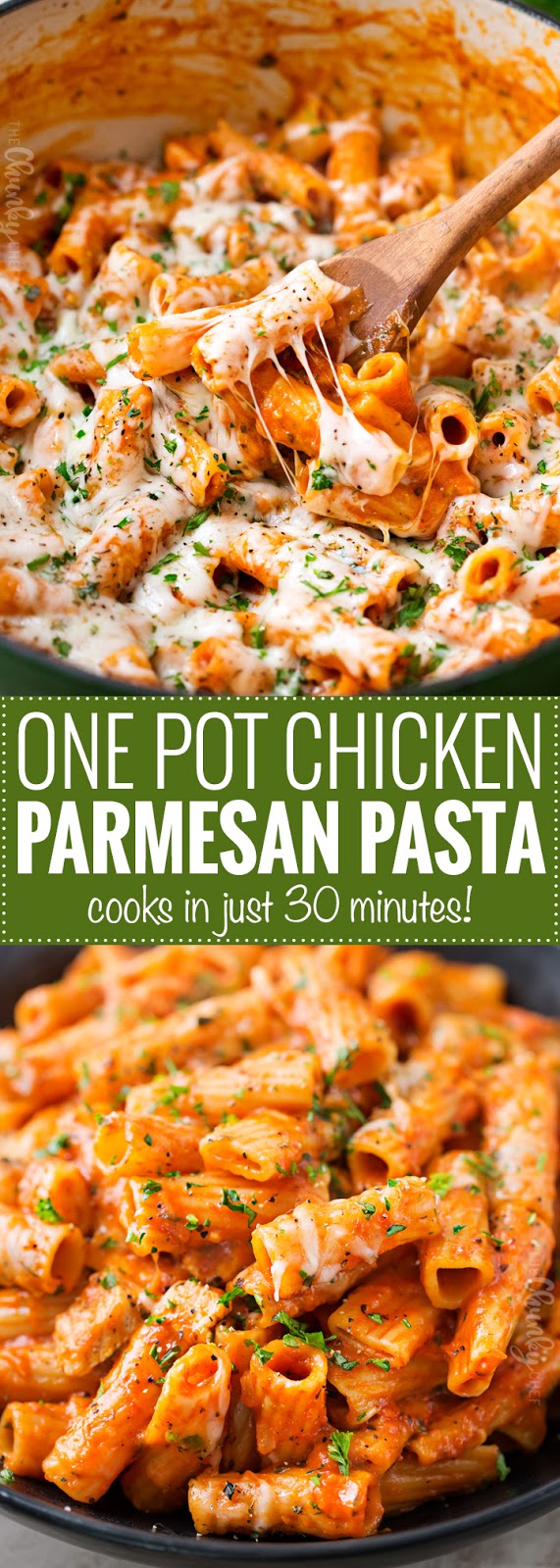 ONE POT CHICKEN PARMESAN PASTA!