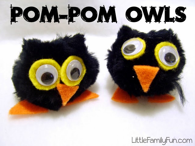 http://www.littlefamilyfun.com/2011/04/pom-pom-owls.html