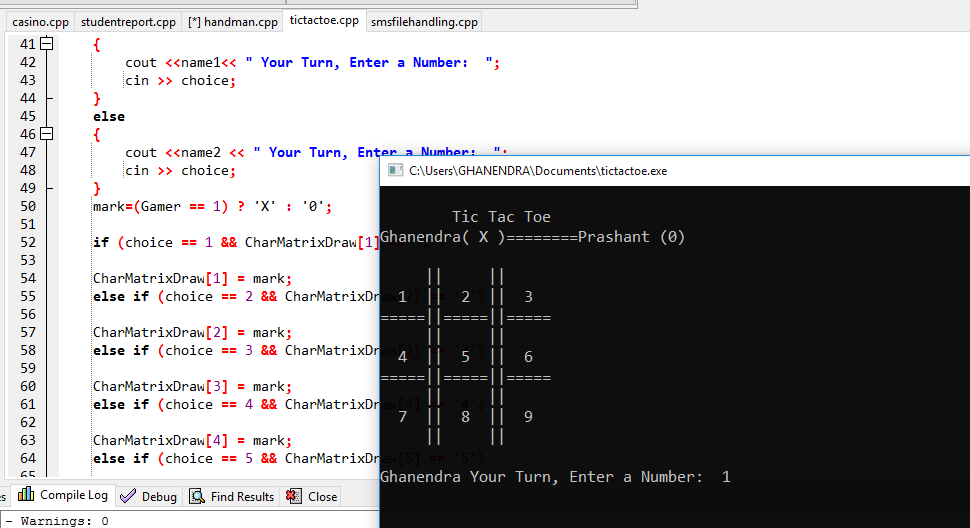 C++ Tic Tac Toe Game project