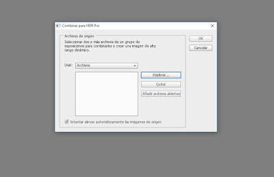 Selección de las fotografías para combinarlas en HDR