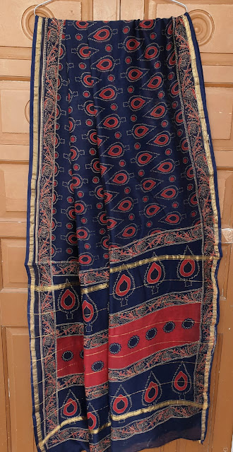 Handblock chanderi silk sarees