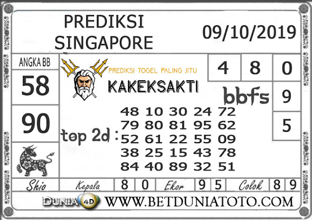 Prediksi Togel “SINGAPORE” DUNIA4D 09 OKTOBER 2019