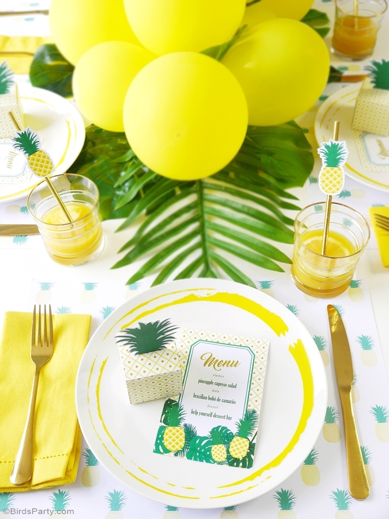 Party Like a Pineapple Birthday Dinner Party Ideas & Tablescape - BirdsParty.com