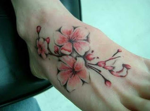 Estes flor de cerejeira pé tatuagens
