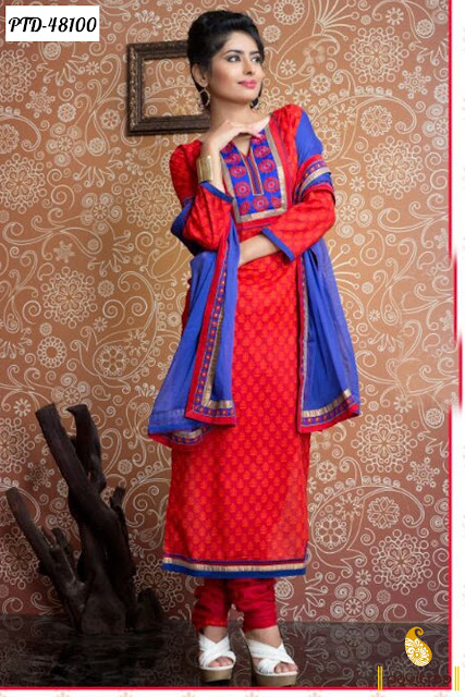 Red blue chiffon casual salwar suit online shopping at pavitraa.in