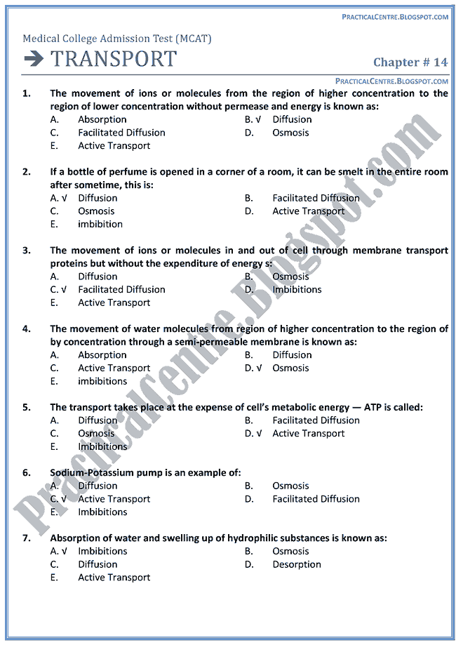 transport-mcat-preparation-mcqs-test-biology-xi-xii