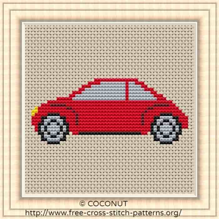 car 3 free and easy printable cross stitch pattern cross stitch thread color chart