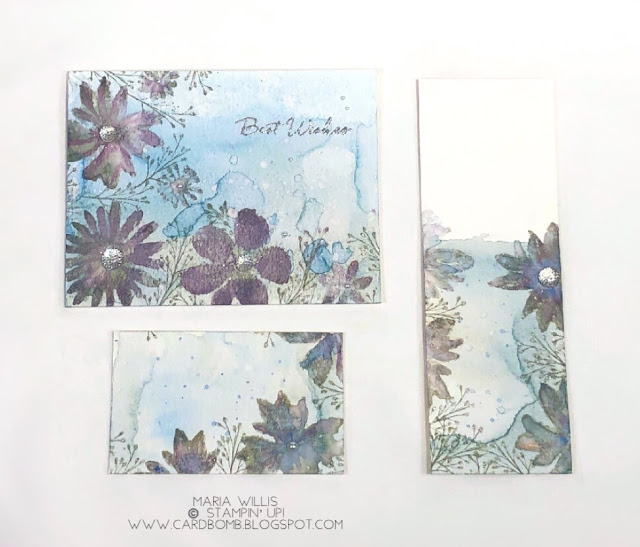 #cardbomb, Stampin' Up!, Card bomb, #stampinup, Blooms & Wishes, #watercolor, flowers, technique, Stamparatus, #stamparatus, stamp positioner, stamp, ink, paper, paper craft, handmade, cards, 