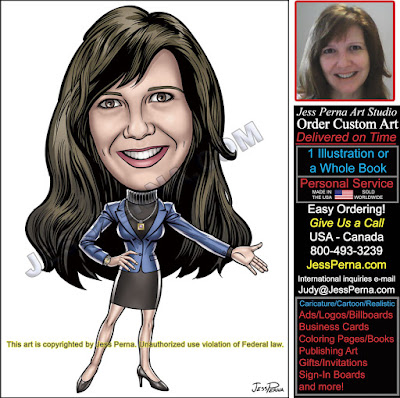 Real Estate Agent Wearing Skirt Suit Caricature