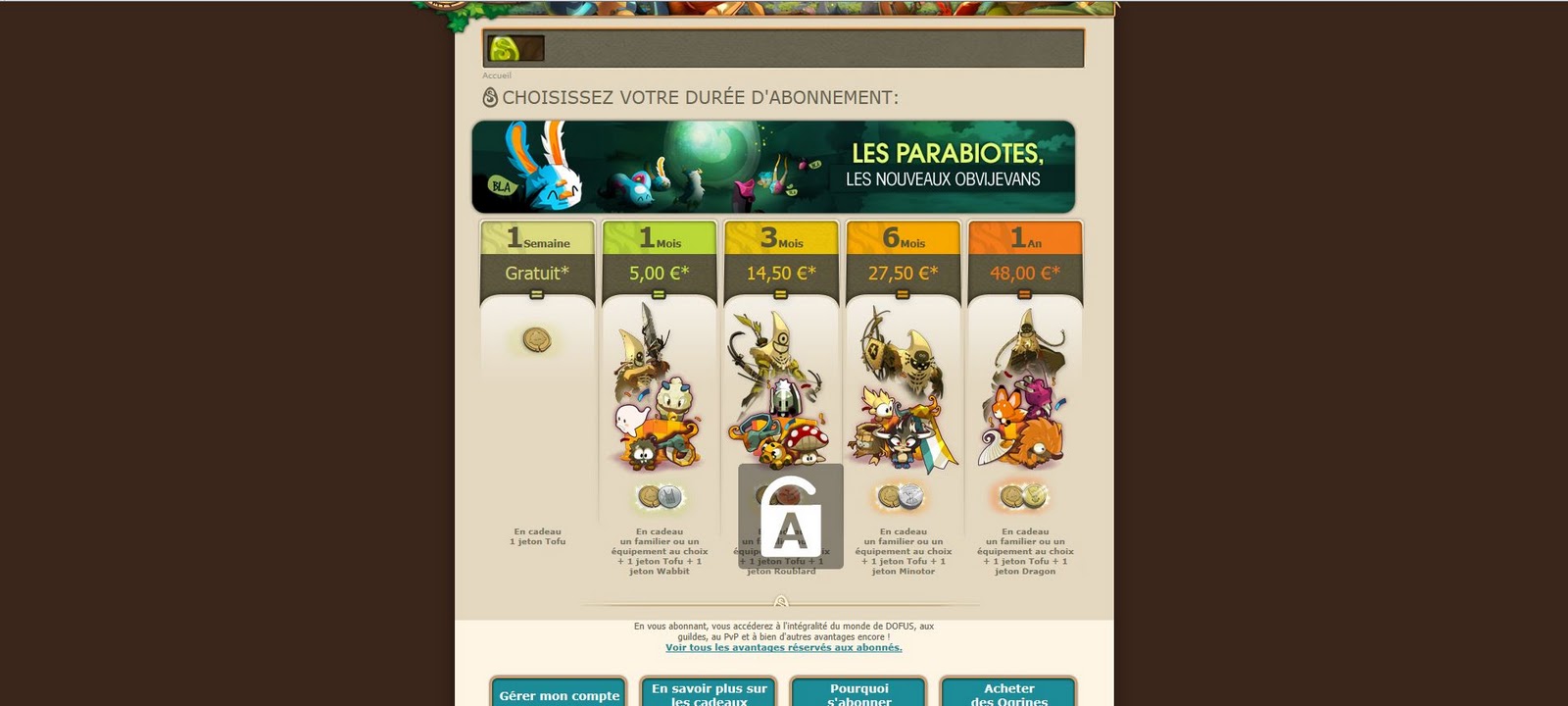 comment s'abonner sur dofus beta