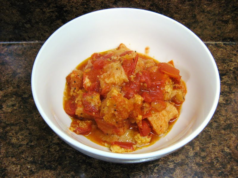 The WellFed Newlyweds Scalloped Tomatoes with Croutons