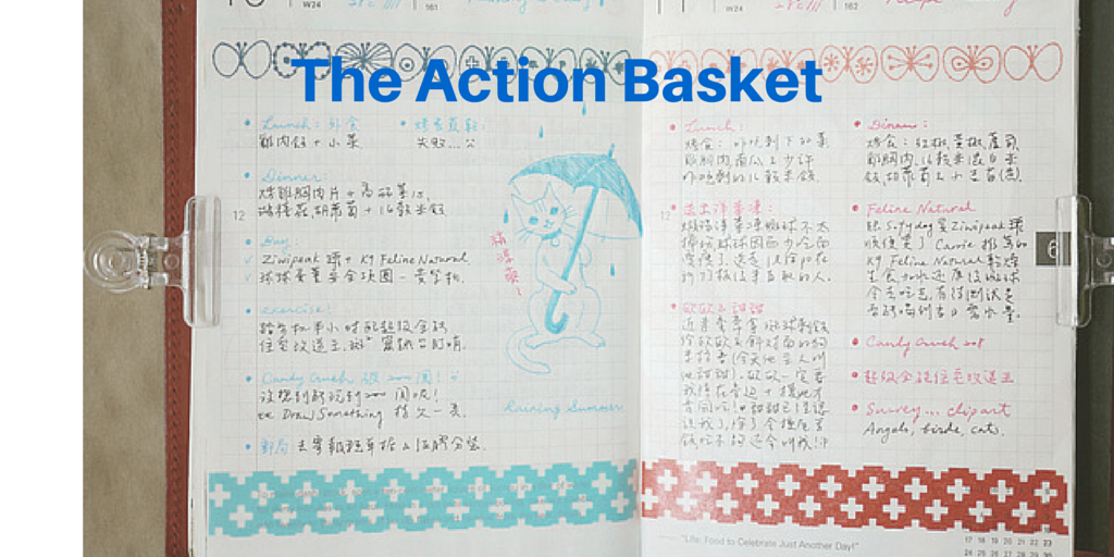 Make a planner with the items from you action basket organization planner