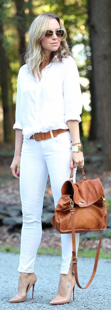 White Chic and Camel Vintage Italian Leather Satch | Best Outfits