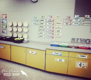 Mrs. Miracle's Music Room Reveal: Blog post includes tons of pics, and solutions for organizing your music room!