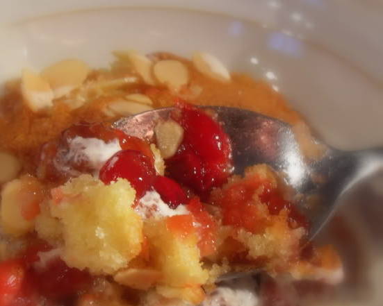 Spiced Cranberry, Mincemeat and Almond Eve's Pudding
