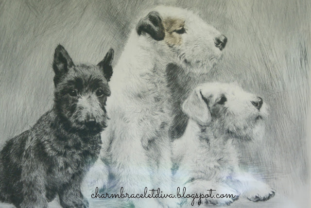 vintage three terrier painting