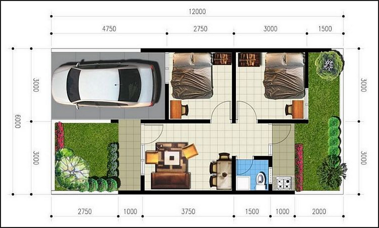 Contoh Denah Rumah Minimalis 6x12 Meter Contoh Rumah