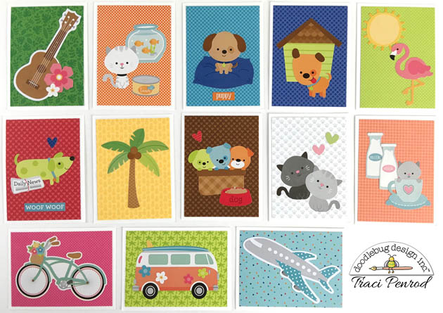 Memory Matching Card Game handmade with puppy dogs, kitty cats, and summer stickers