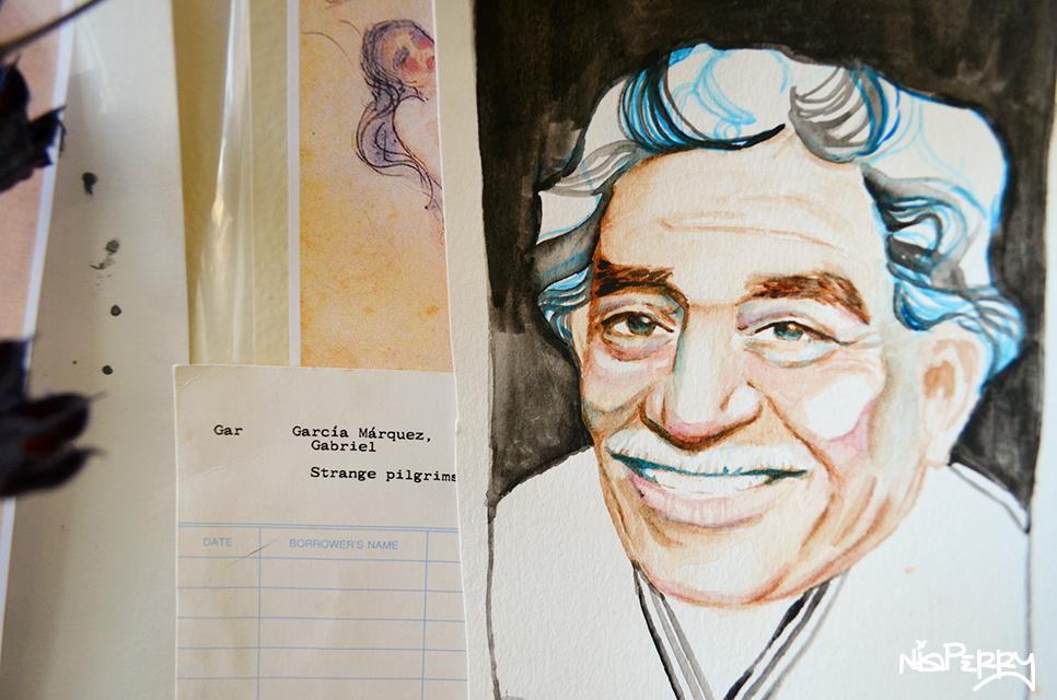 illustration of gabriel garcia marquez by Nia Perry