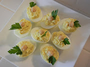 Shelly's Deviled Egg Spiders · Shelly's Confetti Egg Salad (chickpea deviled egg ms)
